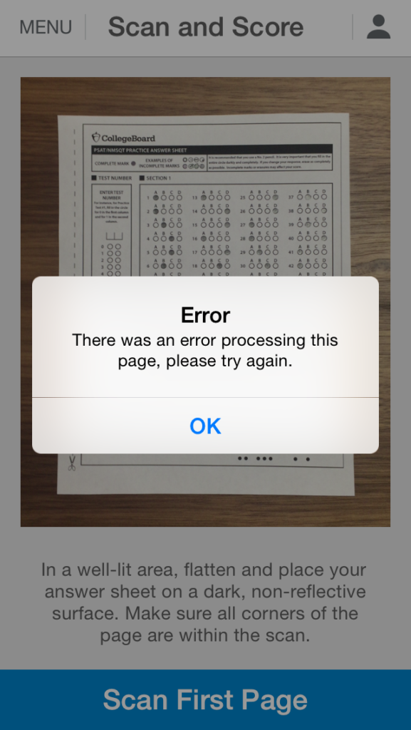 SAT Scan and Score Error